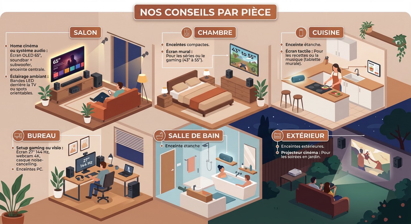 Illustration conseil par pièce pour multimédia